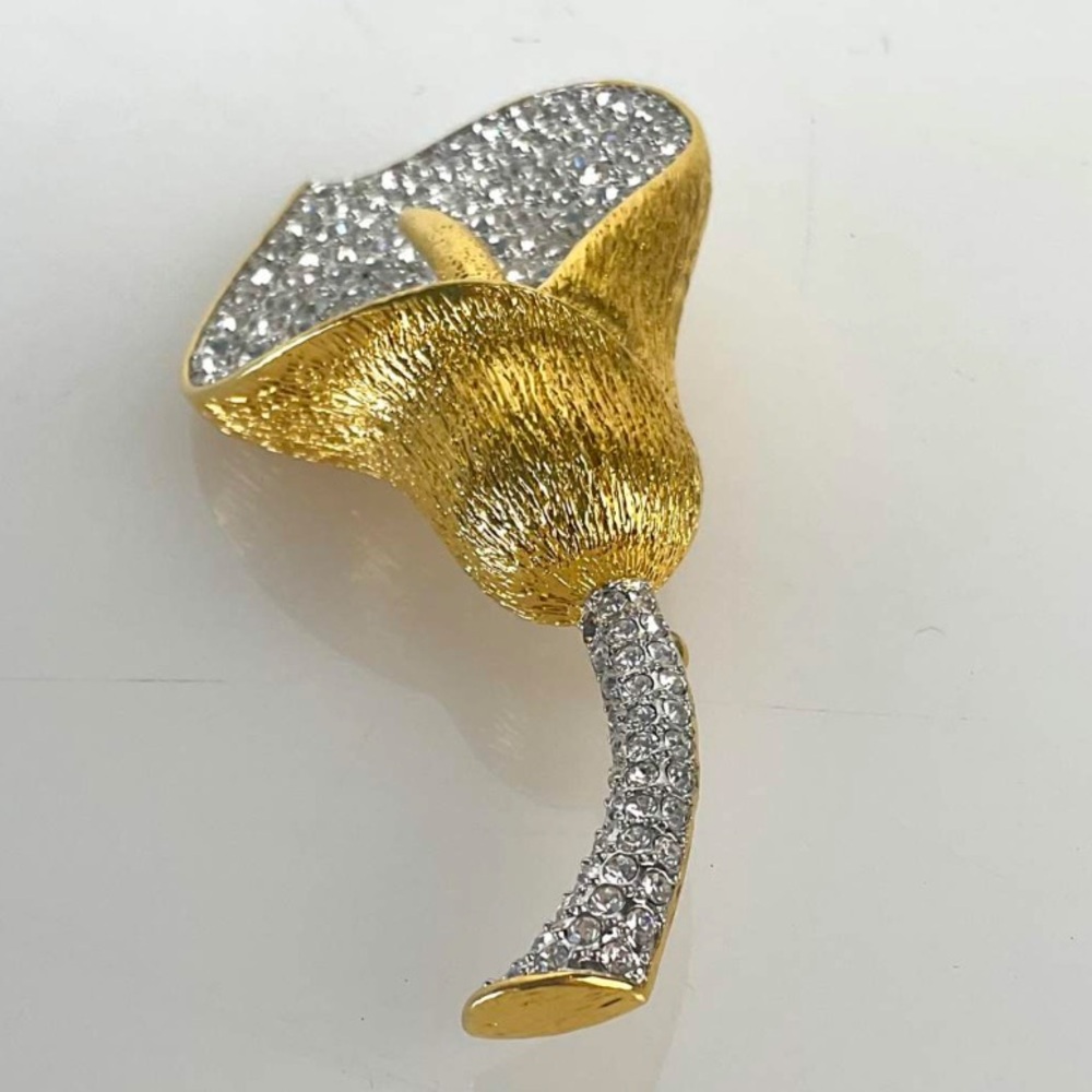 Vintage Nolan Miller Calla Lily Pin Brooch crystal pave glamour collection